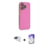 MARSİLYAN™- iPhone 13 Pro Max Kılıf Siluet Minimal Özel Seri - Siyah Bilvis 5in1 3D Magic Cam Ekran Koruyucu + Lacivert Pers Alüminyum Kamera Lens