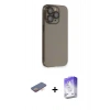 MARSİLYAN™- iPhone 13 Pro Max Kılıf Siluet Minimal Özel Seri - Siyah Bilvis 5in1 3D Magic Cam Ekran Koruyucu + Renkli Kamera Lens Koruma Cam - TU