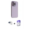 MARSİLYAN™- iPhone 13 Pro Max Kılıf Siluet Minimal Özel Seri - Siyah Bilvis 5in1 3D Magic Cam Ekran Koruyucu + Lacivert Pers Alüminyum Kamera Lens