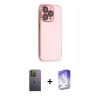 MARSİLYAN™- iPhone 13 Pro Max Kılıf Siluet Minimal Özel Seri - Siyah Bilvis 5in1 3D Magic Cam Ekran Koruyucu + Neon Fosforlu Kamera Lens - YL