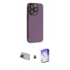 MARSİLYAN™- iPhone 13 Pro Max Kılıf Siluet Minimal Özel Seri - Siyah Bilvis 5in1 3D Magic Cam Ekran Koruyucu + Rainbow Kamera Lens Koruma Cam - MI