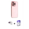 MARSİLYAN™- iPhone 13 Pro Max Kılıf Siluet Minimal Özel Seri - Siyah Bilvis 5in1 3D Magic Cam Ekran Koruyucu + Pers Alüminyum Kamera Lens - GI