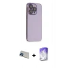 MARSİLYAN™- iPhone 13 Pro Max Kılıf Siluet Minimal Özel Seri - Siyah Bilvis 5in1 3D Magic Cam Ekran Koruyucu + Rainbow Kamera Lens Koruma Cam - MI