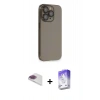 MARSİLYAN™- iPhone 13 Pro Max Kılıf Siluet Minimal Özel Seri - Siyah Bilvis 5in1 3D Magic Cam Ekran Koruyucu + Pers Alüminyum Kamera Lens - GI