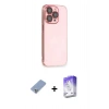 MARSİLYAN™- iPhone 13 Pro Max Kılıf Siluet Minimal Özel Seri - Siyah Bilvis 5in1 3D Magic Cam Ekran Koruyucu + Koyu Yeşil Metal Kamera Lens Koruma Cam