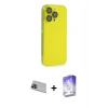 MARSİLYAN™- iPhone 13 Pro Max Kılıf Siluet Minimal Özel Seri - Siyah Bilvis 5in1 3D Magic Cam Ekran Koruyucu + Rainbow Kamera Lens Koruma Cam - MI
