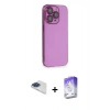 MARSİLYAN™- iPhone 13 Pro Max Kılıf Siluet Minimal Özel Seri - Siyah Bilvis 5in1 3D Magic Cam Ekran Koruyucu + Lacivert Pers Alüminyum Kamera Lens