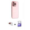 MARSİLYAN™- iPhone 13 Pro Max Kılıf Siluet Minimal Özel Seri - Siyah Bilvis 5in1 5D Magic Hayalet Cam Ekran Koruyucu + Pers Alüminyum Kamera Lens - KI