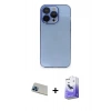 MARSİLYAN™- iPhone 13 Pro Max Kılıf Siluet Minimal Özel Seri - Siyah Bilvis 5in1 5D Magic Hayalet Cam Ekran Koruyucu + Mavi Rainbow Kamera Lens Koruma Cam