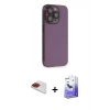 MARSİLYAN™- iPhone 13 Pro Max Kılıf Siluet Minimal Özel Seri - Siyah Bilvis 5in1 5D Magic Hayalet Cam Ekran Koruyucu + Pers Alüminyum Kamera Lens - KI