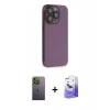 MARSİLYAN™- iPhone 13 Pro Max Kılıf Siluet Minimal Özel Seri - Siyah Bilvis 5in1 5D Magic Hayalet Cam Ekran Koruyucu + Neon Fosforlu Kamera Lens - YL