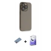MARSİLYAN™- iPhone 13 Pro Max Kılıf Siluet Minimal Özel Seri - Siyah Bilvis 5in1 5D Magic Hayalet Cam Ekran Koruyucu + Shine Kamera Lens Koruma Cam - PE