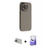 MARSİLYAN™- iPhone 13 Pro Max Kılıf Siluet Minimal Özel Seri - Siyah Bilvis 5in1 5D Magic Hayalet Cam Ekran Koruyucu + Rainbow Kamera Lens Koruma Cam - MR