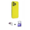 MARSİLYAN™- iPhone 13 Pro Max Kılıf Siluet Minimal Özel Seri - Siyah Bilvis 5in1 5D Magic Hayalet Cam Ekran Koruyucu + Pers Alüminyum Kamera Lens - GI