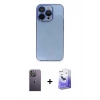 MARSİLYAN™- iPhone 13 Pro Max Kılıf Siluet Minimal Özel Seri - Siyah Bilvis 5in1 5D Magic Hayalet Cam Ekran Koruyucu + Neon Fosforlu Kamera Lens - BZ