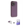 MARSİLYAN™- iPhone 13 Pro Max Kılıf Siluet Minimal Özel Seri - Siyah Bilvis 5in1 5D Magic Hayalet Cam Ekran Koruyucu + Pers Alüminyum Kamera Lens - GI