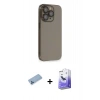 MARSİLYAN™- iPhone 13 Pro Max Kılıf Siluet Minimal Özel Seri - Siyah Bilvis 5in1 5D Magic Hayalet Cam Ekran Koruyucu + Shine Kamera Lens Koruma Cam - MI