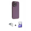 MARSİLYAN™- iPhone 13 Pro Max Kılıf Siluet Minimal Özel Seri - Siyah Bilvis 5in1 5D Magic Hayalet Cam Ekran Koruyucu + Pers Alüminyum Kamera Lens - SABE