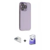 MARSİLYAN™- iPhone 13 Pro Max Kılıf Siluet Minimal Özel Seri - Siyah Bilvis 5in1 5D Magic Hayalet Cam Ekran Koruyucu + Pers Alüminyum Kamera Lens - SABE