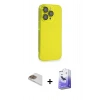 MARSİLYAN™- iPhone 13 Pro Max Kılıf Siluet Minimal Özel Seri - Siyah Bilvis 5in1 5D Magic Hayalet Cam Ekran Koruyucu + Pers Alüminyum Kamera Lens - GD