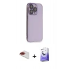 MARSİLYAN™- iPhone 13 Pro Max Kılıf Siluet Minimal Özel Seri - Siyah Bilvis 5in1 5D Magic Hayalet Cam Ekran Koruyucu + Pers Alüminyum Kamera Lens - KI