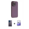 MARSİLYAN™- iPhone 13 Pro Max Kılıf Siluet Minimal Özel Seri - Siyah Bilvis 5in1 5D Magic Hayalet Cam Ekran Koruyucu + Neon Fosforlu Kamera Lens - MI