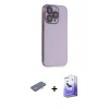 MARSİLYAN™- iPhone 13 Pro Max Kılıf Siluet Minimal Özel Seri - Siyah Bilvis 5in1 5D Magic Hayalet Cam Ekran Koruyucu + Mavi Renkli Kamera Lens Koruma Cam