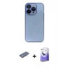 MARSİLYAN™- iPhone 13 Pro Max Kılıf Siluet Minimal Özel Seri - Siyah Bilvis 5in1 5D Magic Hayalet Cam Ekran Koruyucu + Mavi Renkli Kamera Lens Koruma Cam