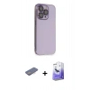 MARSİLYAN™- iPhone 13 Pro Max Kılıf Siluet Minimal Özel Seri - Siyah Bilvis 5in1 5D Magic Hayalet Cam Ekran Koruyucu + Renkli Kamera Lens Koruma Cam - PE