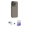 MARSİLYAN™- iPhone 13 Pro Max Kılıf Siluet Minimal Özel Seri - Siyah Bilvis 5in1 5D Magic Hayalet Cam Ekran Koruyucu + Pers Alüminyum Kamera Lens - SABE