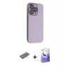 MARSİLYAN™- iPhone 13 Pro Max Kılıf Siluet Minimal Özel Seri - Siyah Bilvis 5in1 5D Magic Hayalet Cam Ekran Koruyucu + Renkli Kamera Lens Koruma Cam - TU