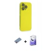MARSİLYAN™- iPhone 13 Pro Max Kılıf Siluet Minimal Özel Seri - Siyah Bilvis 5in1 5D Magic Hayalet Cam Ekran Koruyucu + Shine Kamera Lens Koruma Cam - PE