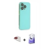MARSİLYAN™- iPhone 13 Pro Max Kılıf Siluet Minimal Özel Seri - Siyah Bilvis 5in1 5D Magic Hayalet Cam Ekran Koruyucu + Pers Alüminyum Kamera Lens - KI