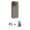 MARSİLYAN™- iPhone 13 Pro Max Kılıf Siluet Minimal Özel Seri - Siyah Bilvis Hayalet Cam Ekran Koruyucu + Rainbow Kamera Lens Koruma Cam - BZ