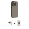 MARSİLYAN™- iPhone 13 Pro Max Kılıf Siluet Minimal Özel Seri - Siyah Bilvis Hayalet Cam Ekran Koruyucu + Gold Pers Alüminyum Kamera Lens