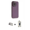 MARSİLYAN™- iPhone 13 Pro Max Kılıf Siluet Minimal Özel Seri - Siyah Bilvis Hayalet Cam Ekran Koruyucu + Rainbow Kamera Lens Koruma Cam - MR