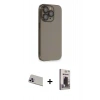 MARSİLYAN™- iPhone 13 Pro Max Kılıf Siluet Minimal Özel Seri - Siyah Bilvis Hayalet Cam Ekran Koruyucu + Rainbow Kamera Lens Koruma Cam - MR