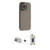 MARSİLYAN™- iPhone 13 Pro Max Kılıf Siluet Minimal Özel Seri - Siyah Bilvis Hayalet Cam Ekran Koruyucu + Rainbow Kamera Lens Koruma Cam - MR