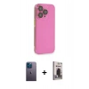 MARSİLYAN™- iPhone 13 Pro Max Kılıf Siluet Minimal Özel Seri - Siyah Bilvis Hayalet Cam Ekran Koruyucu + Neon Fosforlu Kamera Lens - MI