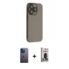 MARSİLYAN™- iPhone 13 Pro Max Kılıf Siluet Minimal Özel Seri - Siyah Bilvis Hayalet Cam Ekran Koruyucu + Neon Fosforlu Kamera Lens - MI