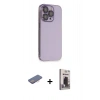 MARSİLYAN™- iPhone 13 Pro Max Kılıf Siluet Minimal Özel Seri - Siyah Bilvis Hayalet Cam Ekran Koruyucu + Pembe Renkli Kamera Lens Koruma Cam