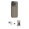MARSİLYAN™- iPhone 13 Pro Max Kılıf Siluet Minimal Özel Seri - Siyah Bilvis Hayalet Cam Ekran Koruyucu + Pers Alüminyum Kamera Lens - SABE