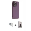 MARSİLYAN™- iPhone 13 Pro Max Kılıf Siluet Minimal Özel Seri - Siyah Bilvis Hayalet Cam Ekran Koruyucu + Pers Alüminyum Kamera Lens - SABE