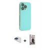 MARSİLYAN™- iPhone 13 Pro Max Kılıf Siluet Minimal Özel Seri - Siyah Bilvis Hayalet Cam Ekran Koruyucu + Pers Alüminyum Kamera Lens - LT