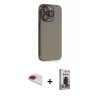 MARSİLYAN™- iPhone 13 Pro Max Kılıf Siluet Minimal Özel Seri - Siyah Bilvis Hayalet Cam Ekran Koruyucu + Pers Alüminyum Kamera Lens - KI