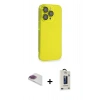 MARSİLYAN™- iPhone 13 Pro Max Kılıf Siluet Minimal Özel Seri - Siyah Bilvis Hayalet Cam Ekran Koruyucu + Pers Alüminyum Kamera Lens - GI