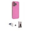 MARSİLYAN™- iPhone 13 Pro Max Kılıf Siluet Minimal Özel Seri - Siyah Bilvis Hayalet Cam Ekran Koruyucu + Pers Alüminyum Kamera Lens - LT