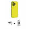 MARSİLYAN™- iPhone 13 Pro Max Kılıf Siluet Minimal Özel Seri - Siyah Bilvis Hayalet Cam Ekran Koruyucu + Pers Alüminyum Kamera Lens - LT