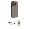 MARSİLYAN™- iPhone 13 Pro Max Kılıf Siluet Minimal Özel Seri - Siyah Bilvis Hayalet Cam Ekran Koruyucu + Pers Alüminyum Kamera Lens - GI