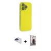 MARSİLYAN™- iPhone 13 Pro Max Kılıf Siluet Minimal Özel Seri - Siyah Bilvis Hayalet Cam Ekran Koruyucu + Pers Alüminyum Kamera Lens - LT